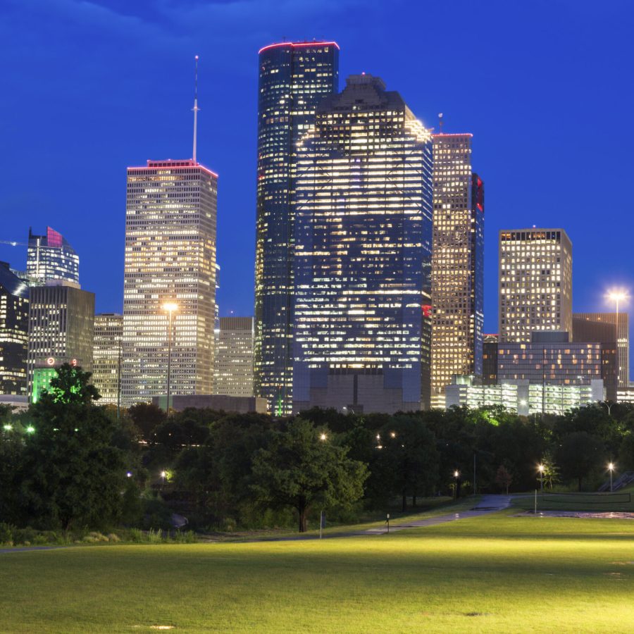 Panorama of Houston at night. 
Houston, Texas, USA.